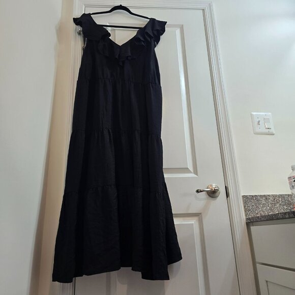 Women's Flutter Short Sleeve Maxi A-Line Dress - Ava & Viv - Black 2X - Picture 2 of 13